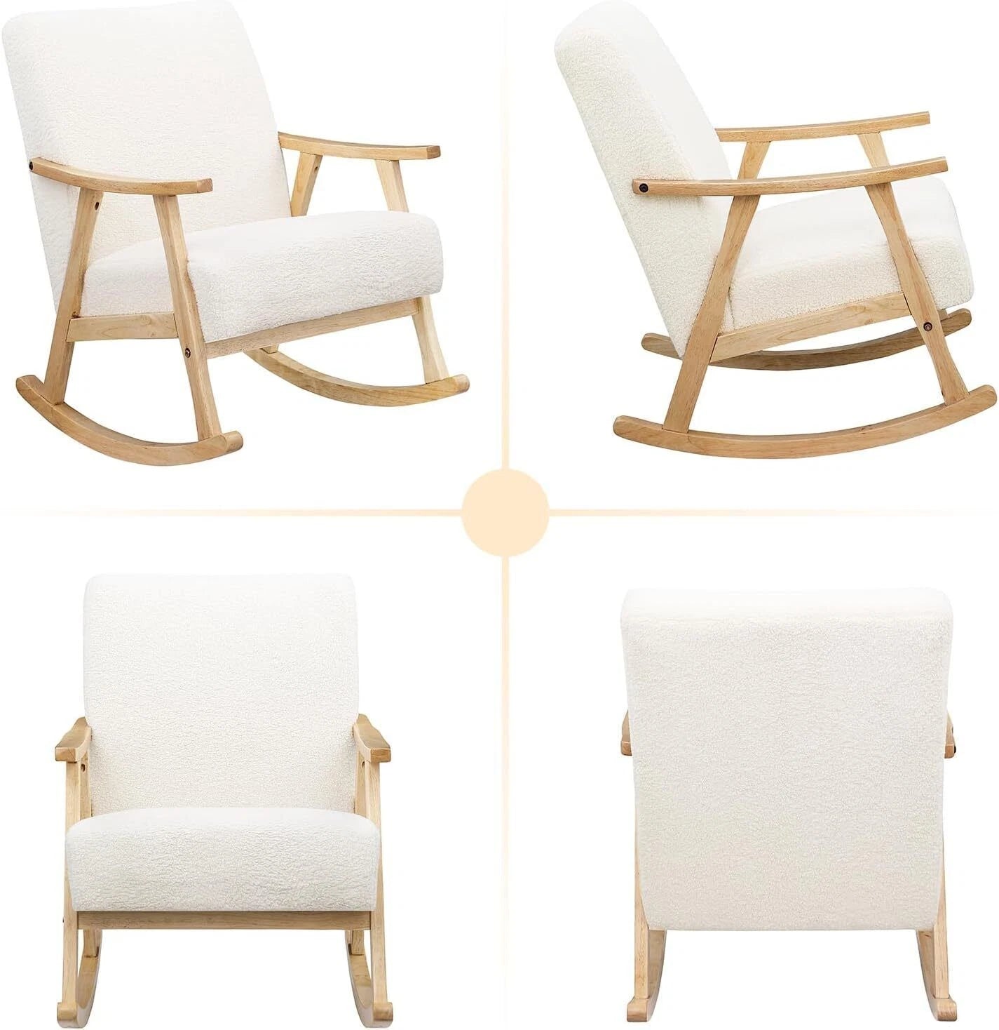 Modern Rocking Chair – Comfy Upholstered Single Sofa