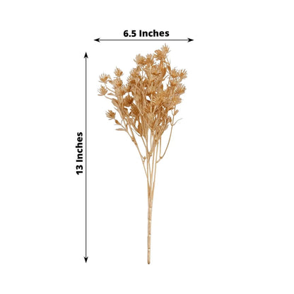4-Pack Gold Metallic Artificial Baby’s Breath Bouquets – 13" Decorative Stems