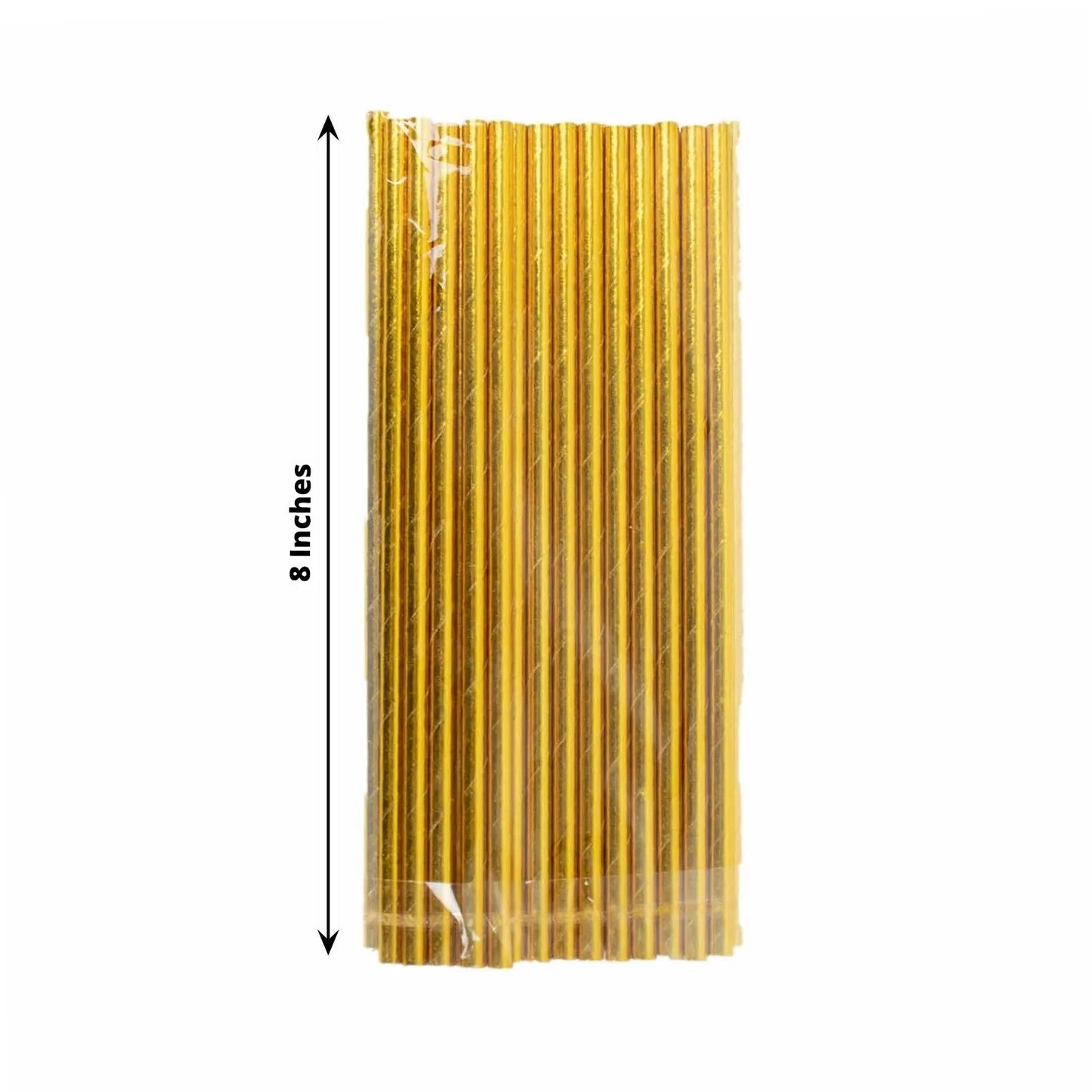 Home Collection 50-Pack Gold Metallic 8" Disposable Food-Grade Paper Straws