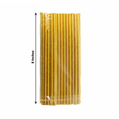 Home Collection 50-Pack Gold Metallic 8" Disposable Food-Grade Paper Straws
