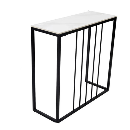 Non-Porous Glossy Sintered Stone Console Table Grey & White