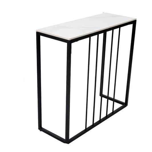 Non-Porous Glossy Sintered Stone Console Table Grey & White