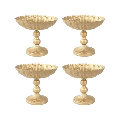4 Gold Metal Grecian Urn Compote Pedestal Vases