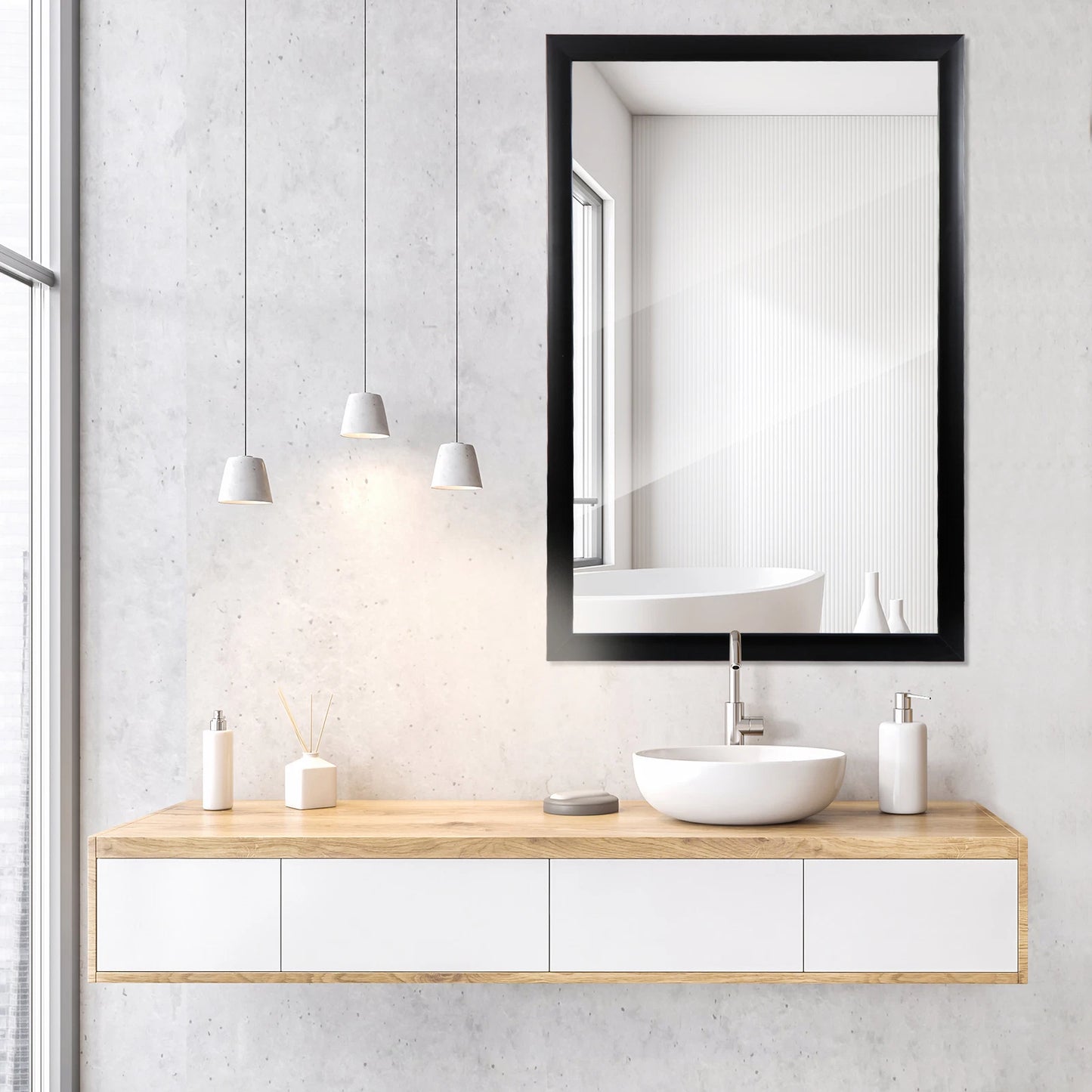 Home Collection 24" x 36" Rectangular Wall Mirror with Black Frame