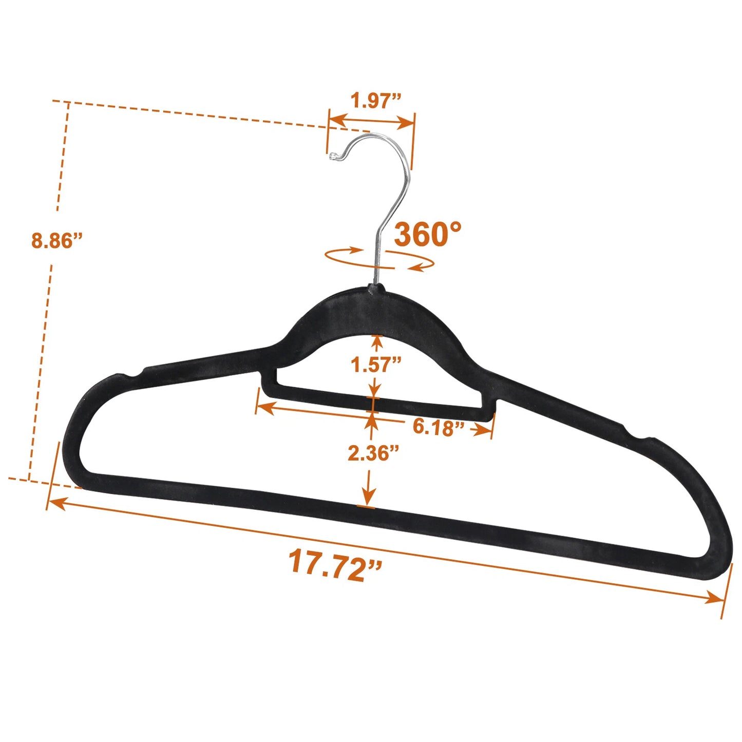 Home Collection Premium Velvet Clothes Hangers with 360° Swivel Hook