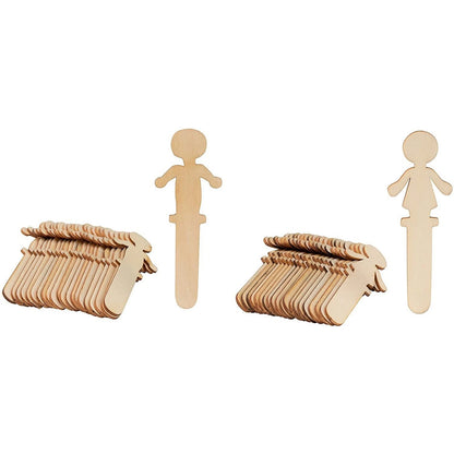 300-Pack People-Shaped Wooden Craft Sticks