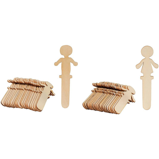 300-Pack People-Shaped Wooden Craft Sticks