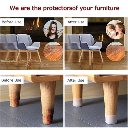 24Pcs Silicone Felt Chair Leg Protectors