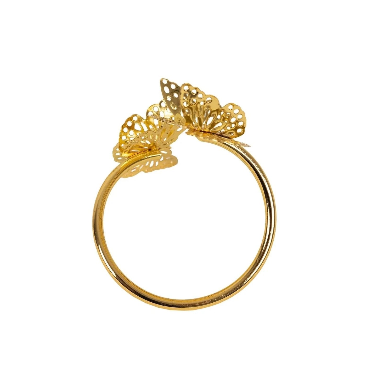 Pack of 4 Laser Cut Butterfly Metal Napkin Rings Gold