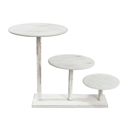 Home Collection  3-Tier Whitewash Wooden Cake Stand