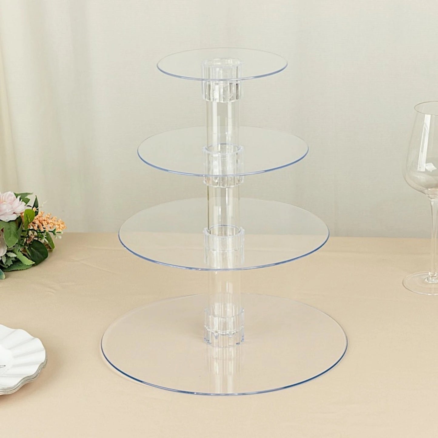 Home Collection Round 4-Tier Acrylic Cupcake and Dessert Display Stand Clear 14"