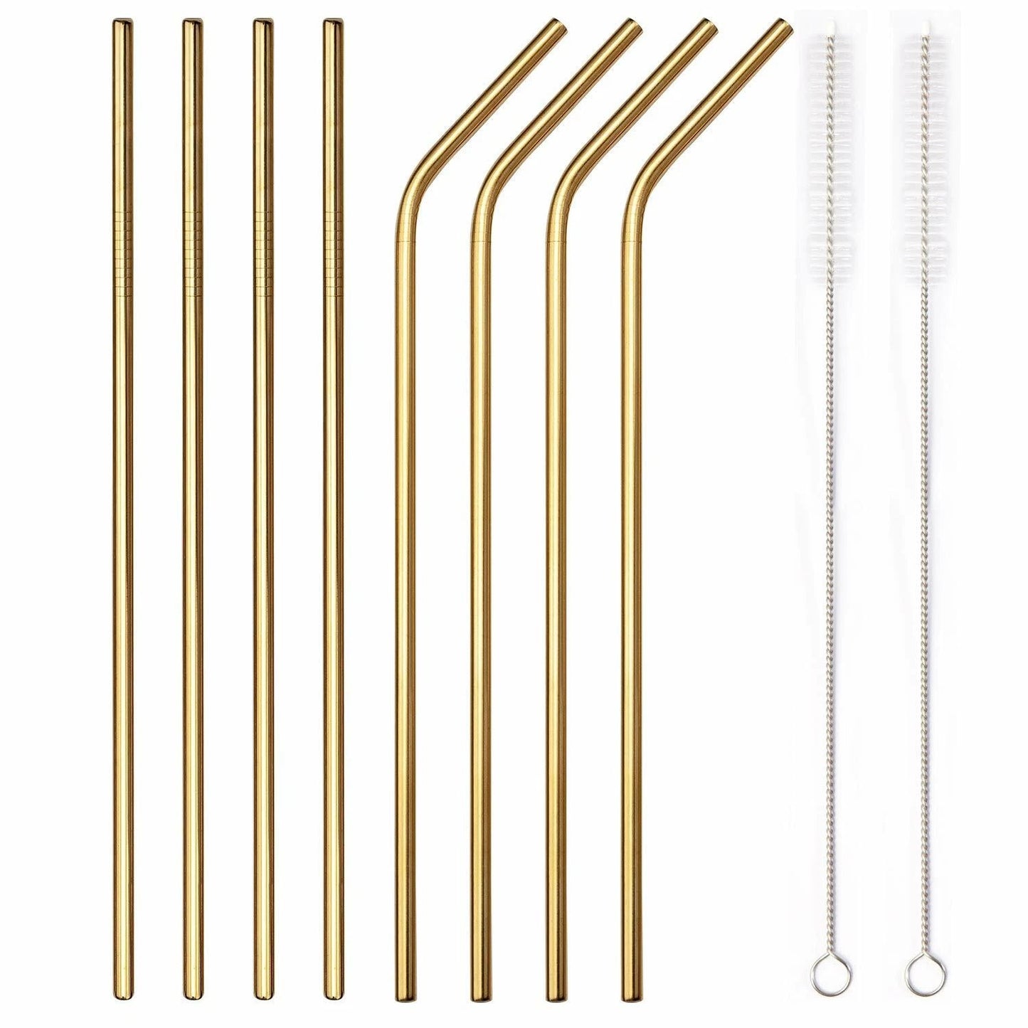 Home Collection Pack of 8 Stainless Steel Metal Cocktail Straws Set 10.5 Inch