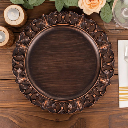 Home Collection Pack of 6 Round Acrylic Charger Plates Dark Brown 13 Inch