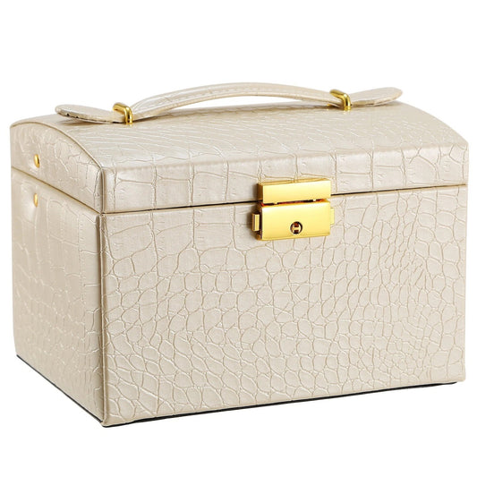 Home Collection 3-Layer PU Leather Lockable Jewelry Box