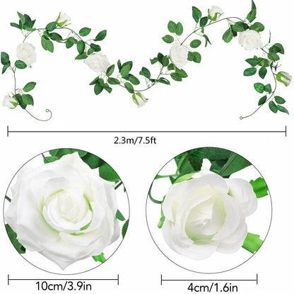 Home Collection Artificial Rose Vine Garland 7.5 Ft Hanging Silk Rose Ivy