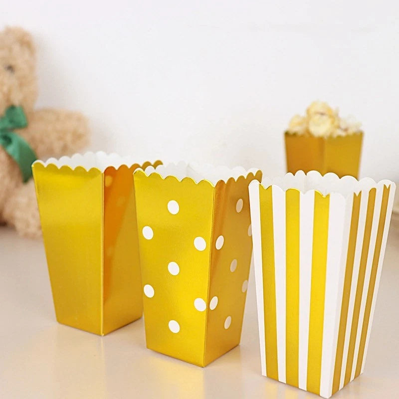 Home Collection 36-Pack White Gold 5" Cardboard Popcorn Style Party Favor Boxes