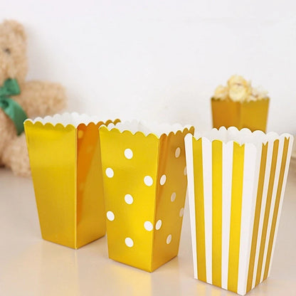 Home Collection 36-Pack White Gold 5" Cardboard Popcorn Style Party Favor Boxes