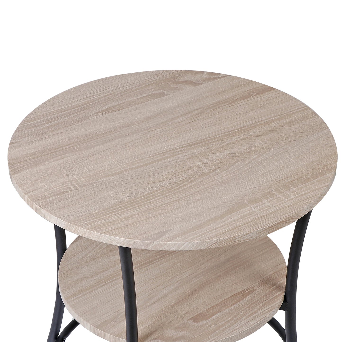 Round End Table with 2 Shelves