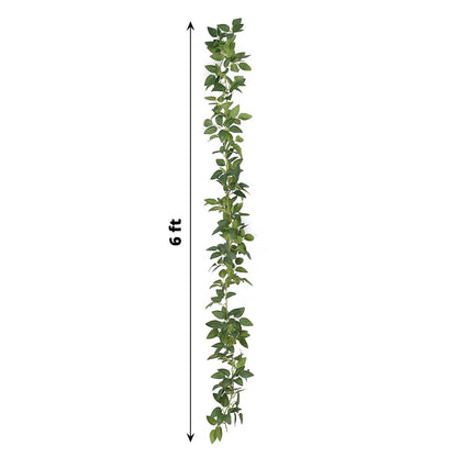 Home Collection 6FT Artificial Green Silk Rose Leaves Garland