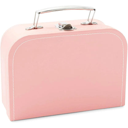 Set of 3 Pink Vintage Paperboard Suitcases with Metal Handles