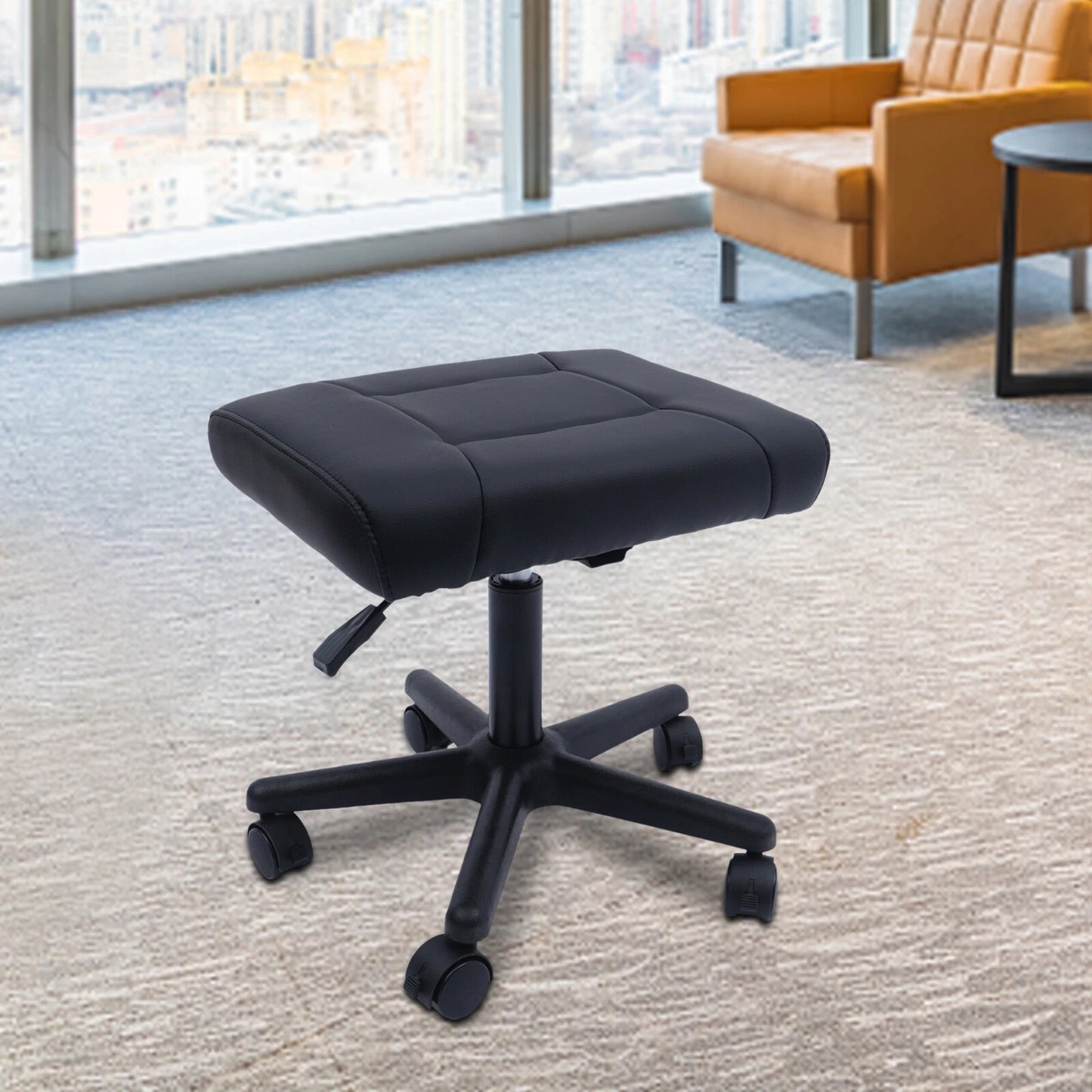 Office Foot Stool with Wheels Height Adjustable Rolling Leg Rest