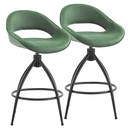 Set of 2 Counter Height Swivel Bar Stools with Hollow Backrest