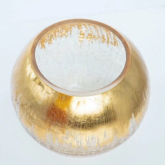 6" Crackle Glass Round Candle Holder Vase – Wedding & Party Centerpiece