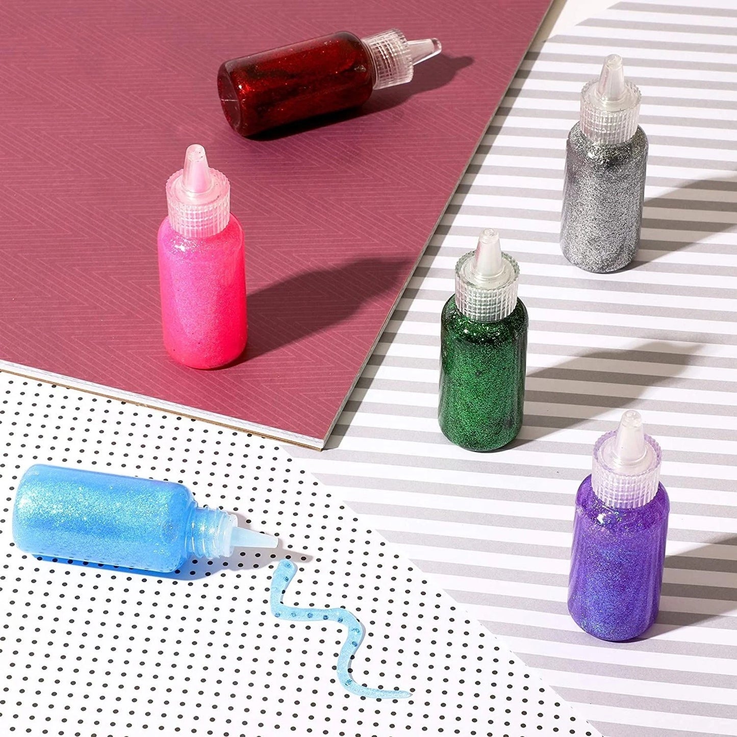 Home Collection 12Pcs Neon Metallic Glitter Glue Bottles