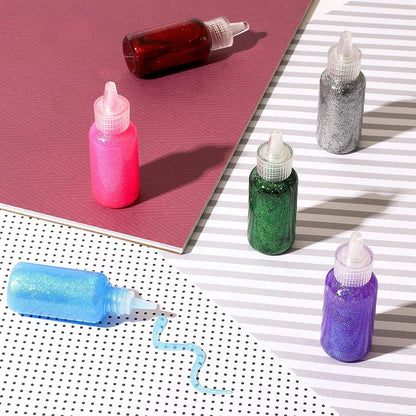 Home Collection 12Pcs Neon Metallic Glitter Glue Bottles