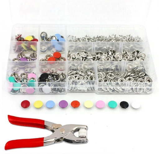 200-Pack Metal Snap Button Kit with Fastener Plier