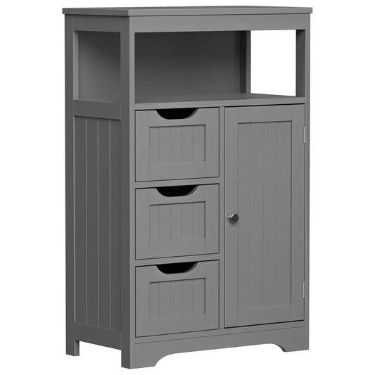 Gray Bathroom Storage Floor Cabinet with Adjustable Shelf