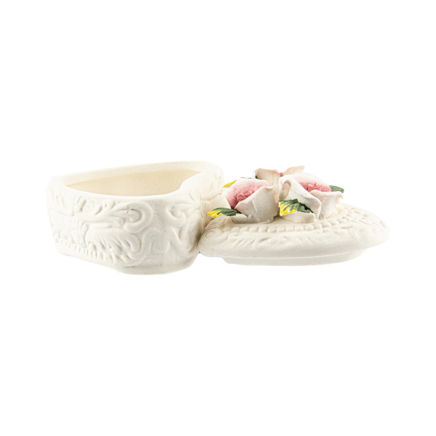 Heart Shaped Ceramic Trinket Box with Rose Lid
