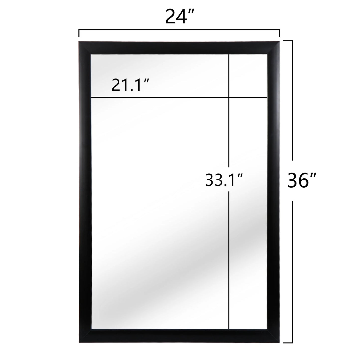 Home Collection 24" x 36" Rectangular Wall Mirror with Black Frame