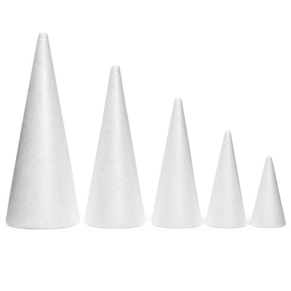 18-Pack Foam Cones for Crafts – Assorted Sizes