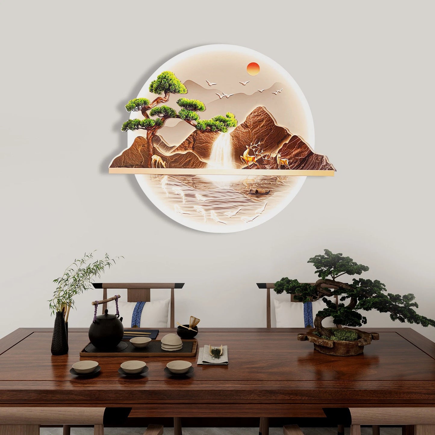 LED Wall Art Decor – Chinese Landscape Wall Decoration with Remote