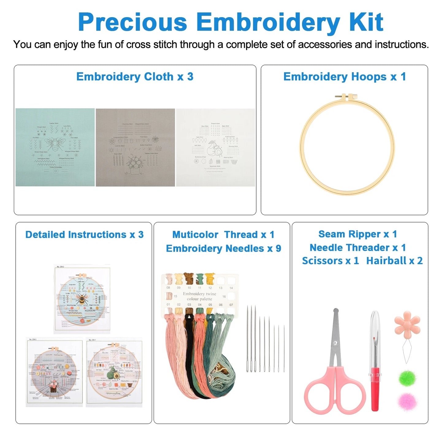 3-Piece Embroidery Starter Kit for Beginners