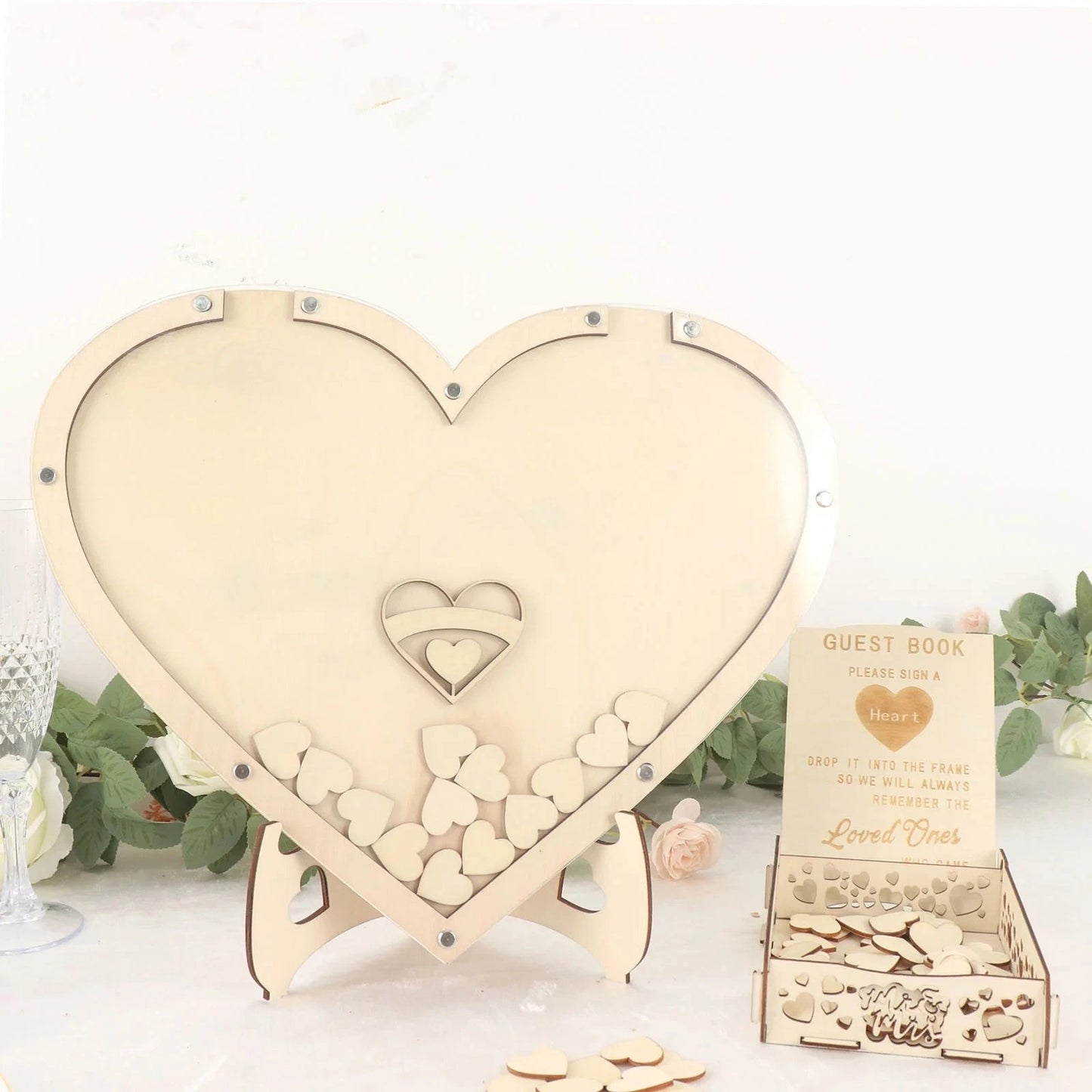 Home Collection Natural Wooden Heart Drop Top Frame 13"
