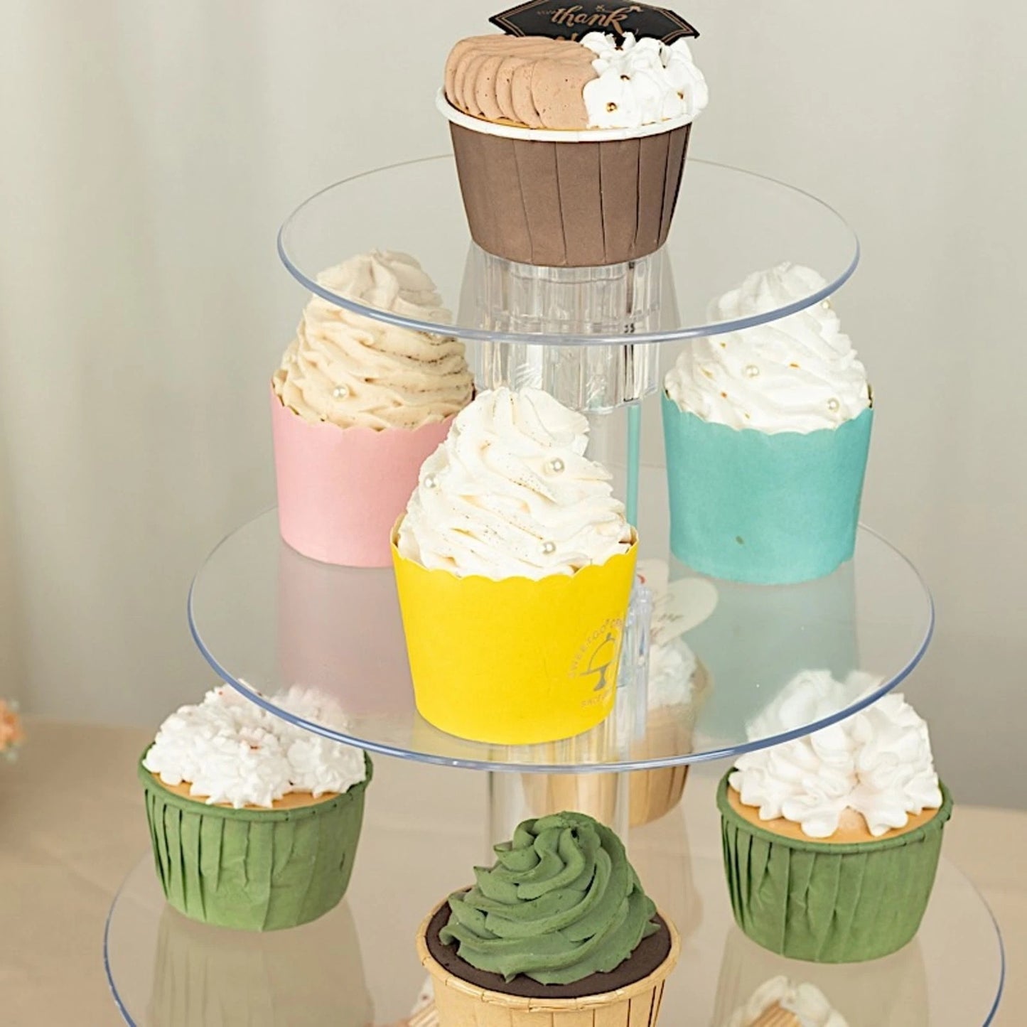Home Collection Round 4-Tier Acrylic Cupcake and Dessert Display Stand Clear 14"