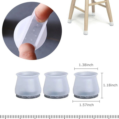 24Pcs Silicone Felt Chair Leg Protectors