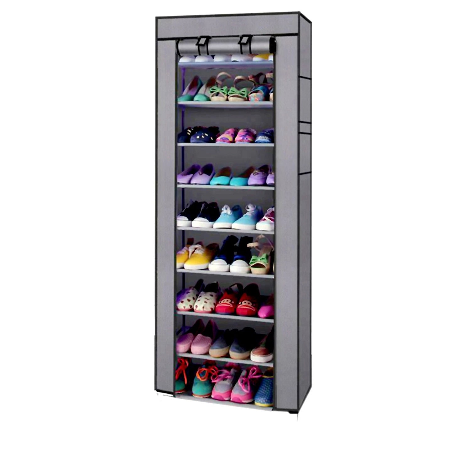 Home Collection Portable 9-Tier Shoe Rack Storage Organizer with Dust Cover