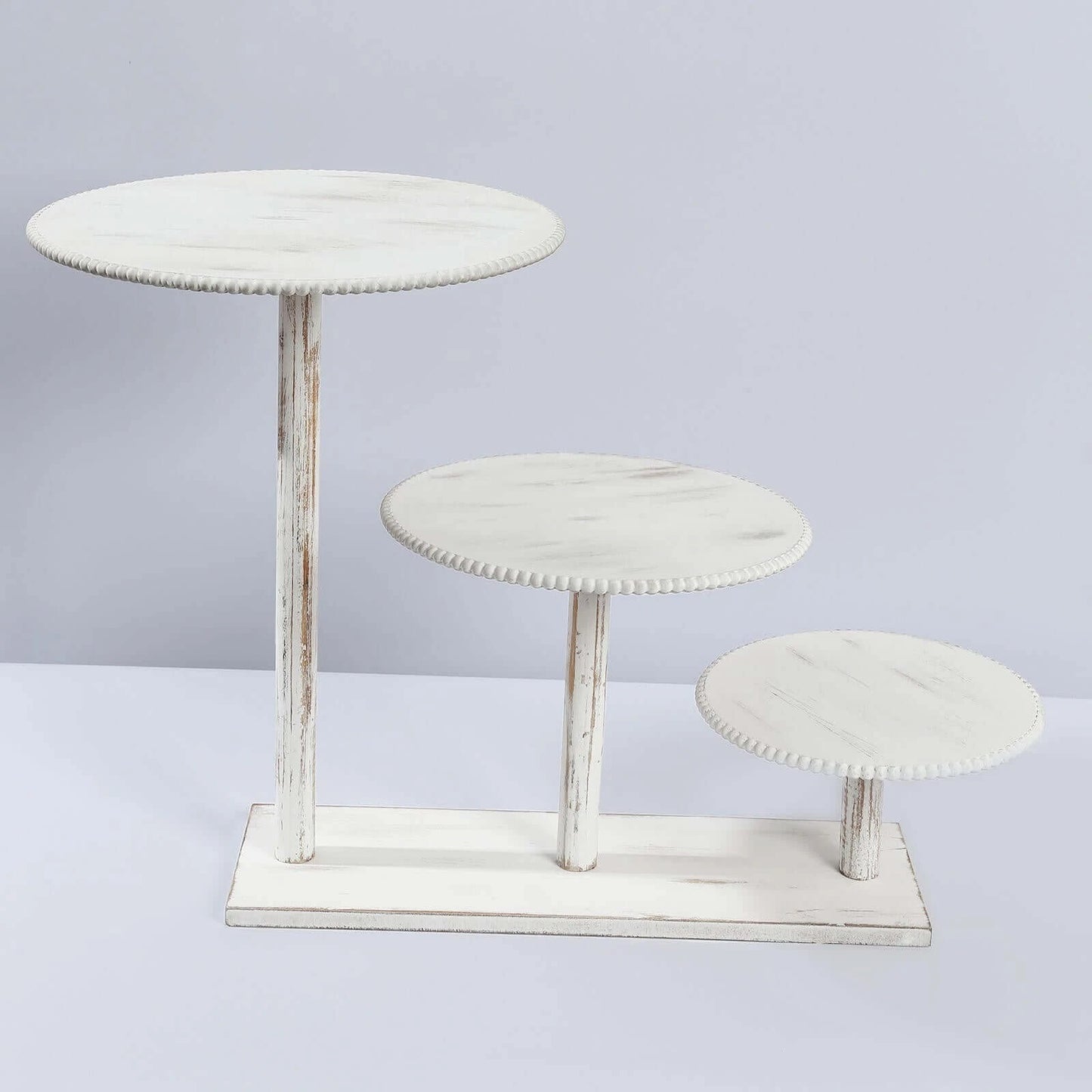 Home Collection  3-Tier Whitewash Wooden Cake Stand