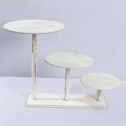 Home Collection  3-Tier Whitewash Wooden Cake Stand