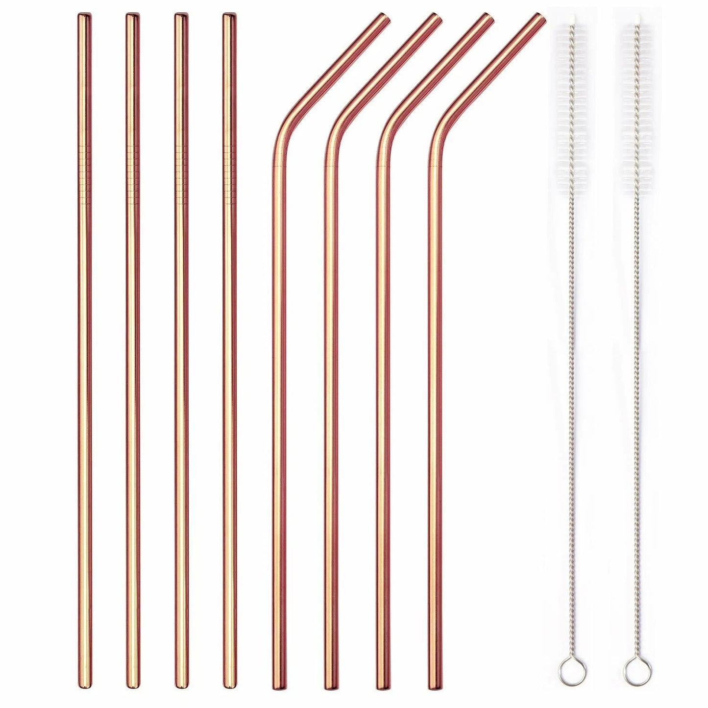 Home Collection Pack of 8 Stainless Steel Metal Cocktail Straws Set 10.5 Inch