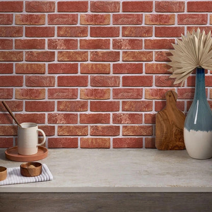 Home Collection 20Pcs 3D Red Brick Peel and Stick Wall Panels 12"x12"