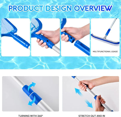 Home Collection Heavy Duty Pool Skimmer Leaf Rake Net with Telescopic Pole
