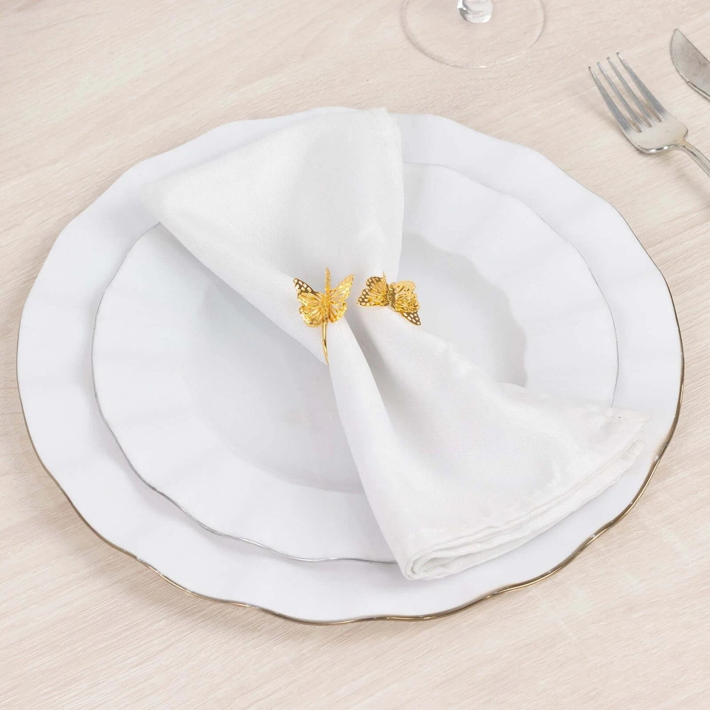 Pack of 4 Laser Cut Butterfly Metal Napkin Rings Gold