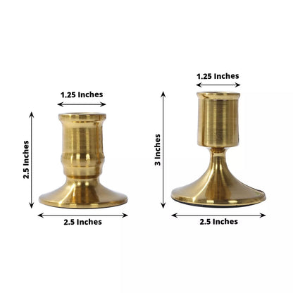 Set of 4 Gold Vintage Metal Taper Candle Holders