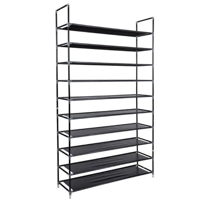 Home Collection 10 Tier Shoe Rack Organizer 50 Pair Storage Space Saving Shelves Black