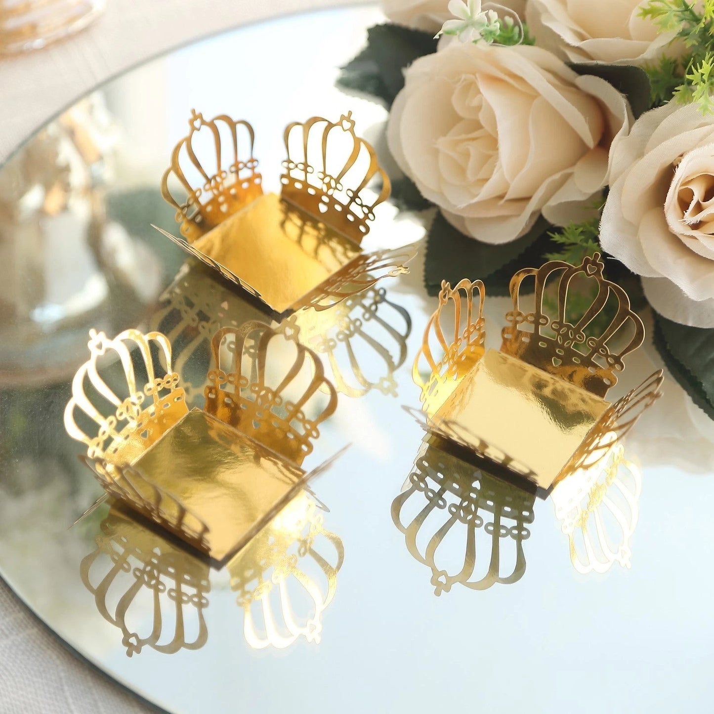 Home Collection Gold 50-Pack Metallic 4" Crown Mini Square Cupcake Liners