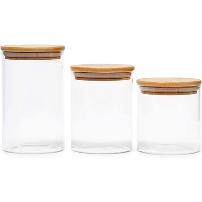 5-Pack Glass Canisters with Bamboo Lids